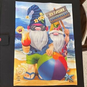 NWOT - Colorful Beach Gnome Small Flag